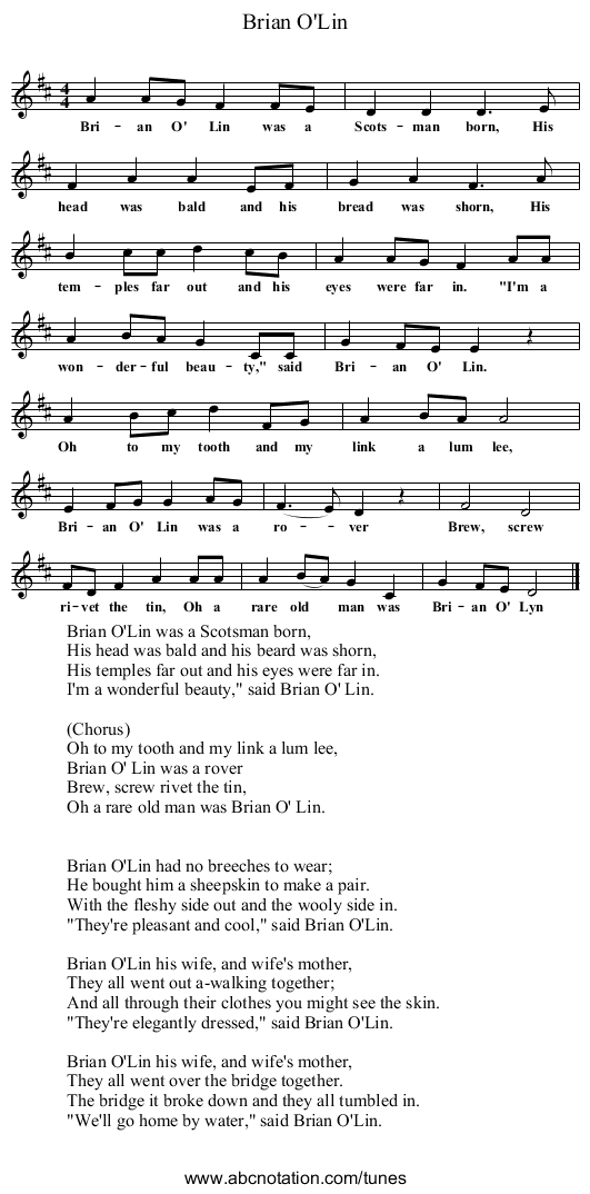 Brian O'Lin - staff notation