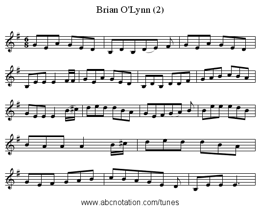 Brian O'Lynn (2) - staff notation