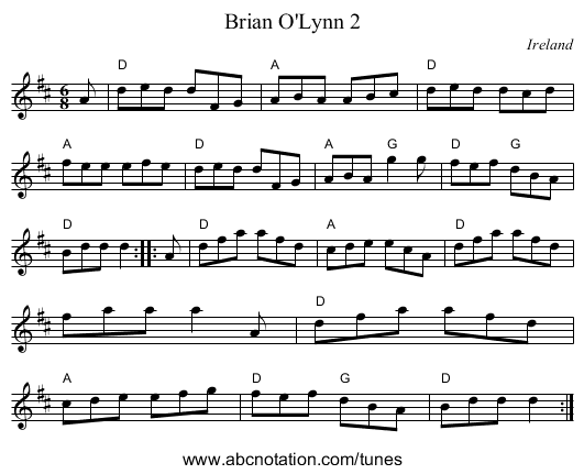 Brian O'Lynn 2 - staff notation