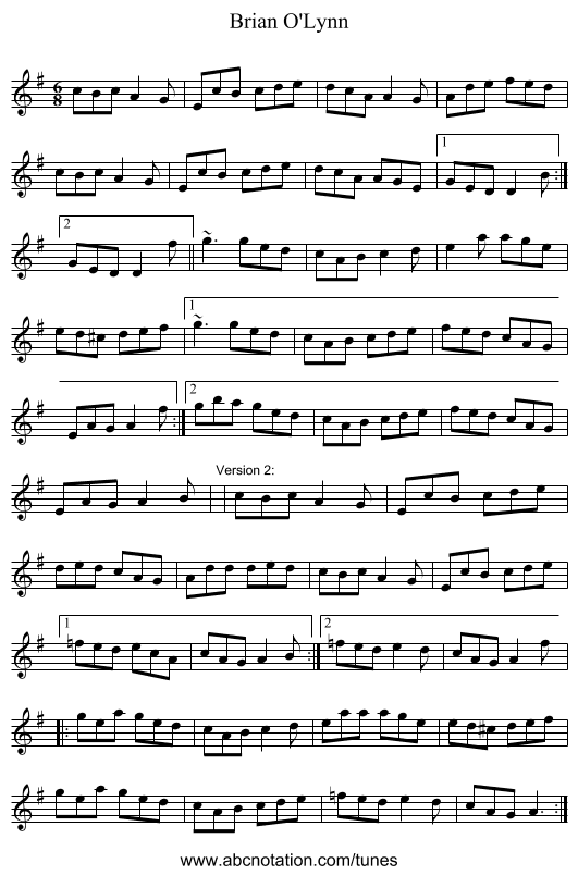 Brian O'Lynn - staff notation