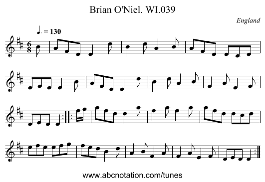 Brian O'Niel. WI.039 - staff notation