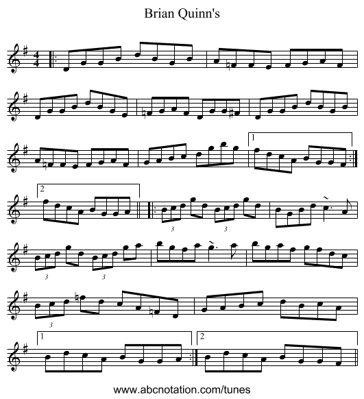 Brian Quinn's - staff notation