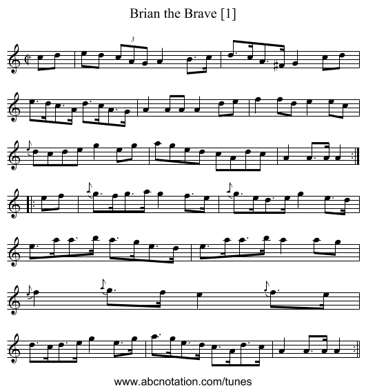 Brian the Brave [1] - staff notation