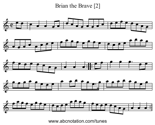 Brian the Brave [2] - staff notation