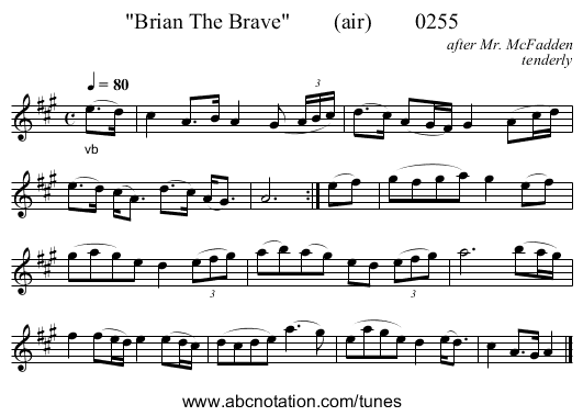 Brian The Brave        (air)        0255 - staff notation
