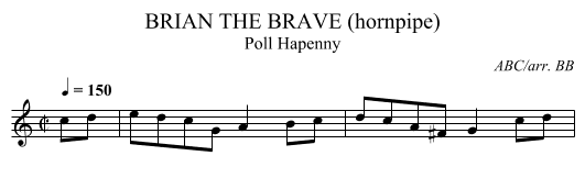 BRIAN THE BRAVE (hornpipe) - staff notation