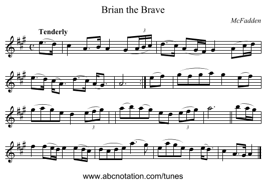 Brian the Brave - staff notation