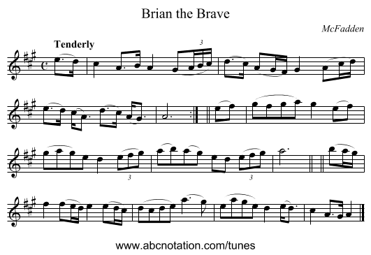 Brian the Brave - staff notation