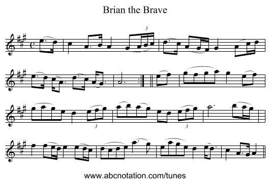 Brian the Brave - staff notation