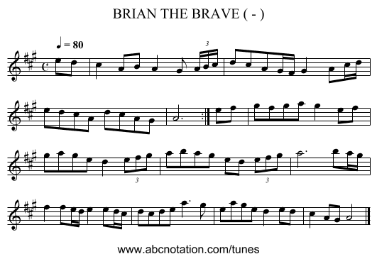 BRIAN THE BRAVE ( - ) - staff notation