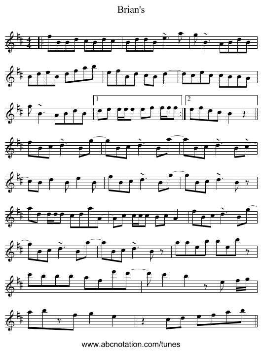 Brian's - staff notation