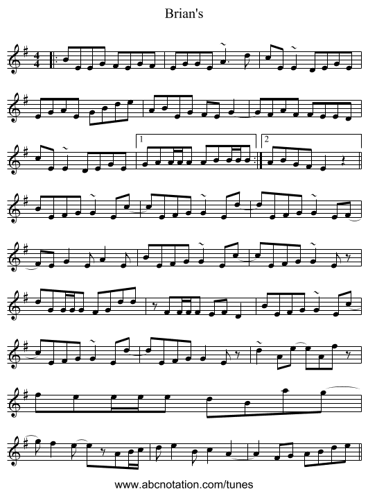 Brian's - staff notation