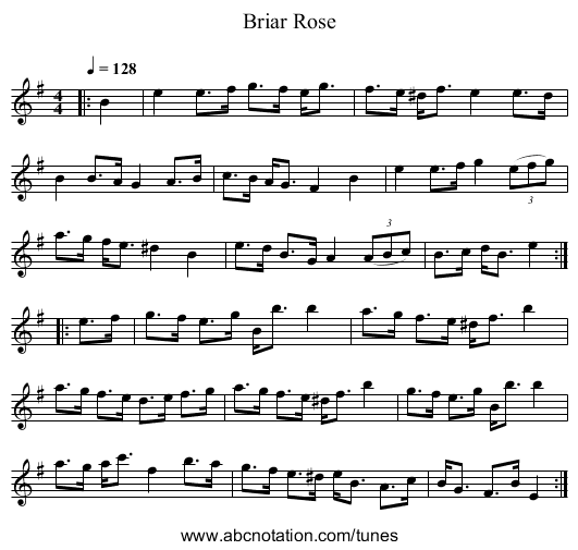 Briar Rose - staff notation