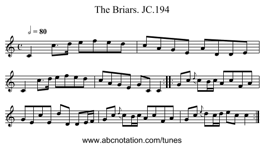 Briars. JC.194, The - staff notation