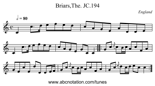 Briars,The. JC.194 - staff notation