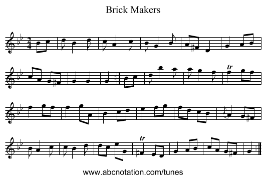 Brick Makers - staff notation