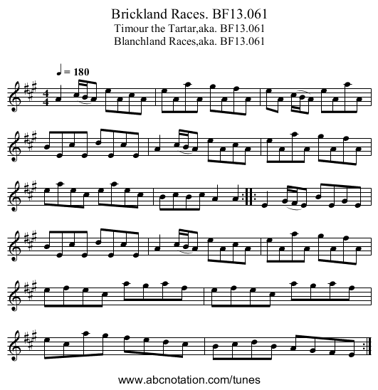 Brickland Races. BF13.061 - staff notation