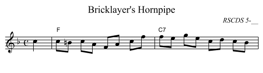 Bricklayer's Hornpipe - staff notation