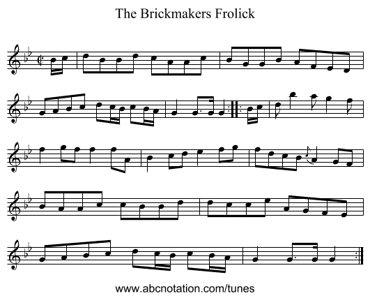 Brickmakers Frolick, The - staff notation
