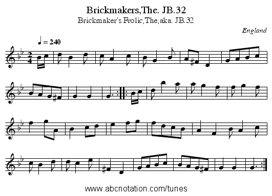 Brickmakers,The. JB.32 - staff notation