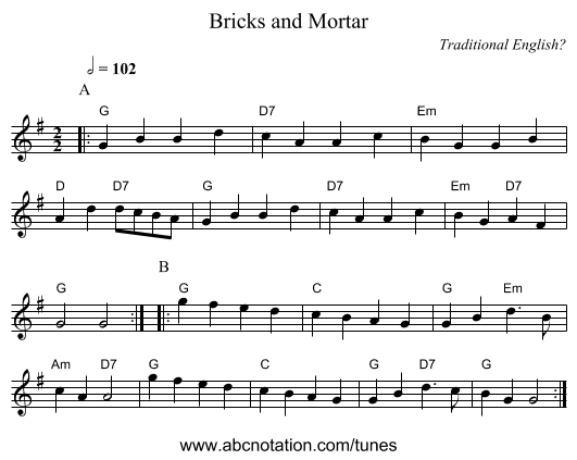 Bricks and Mortar - staff notation