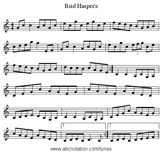 Brid Harper's - staff notation