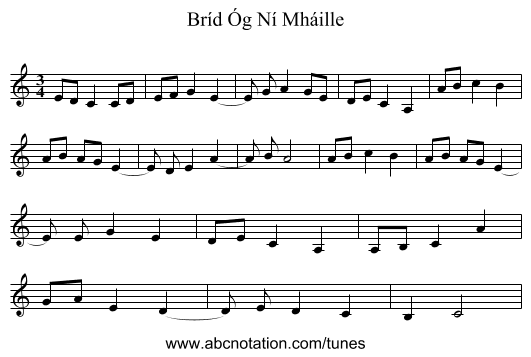 Bríd Óg Ní Mháille - staff notation