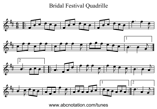 Bridal Festival Quadrille - staff notation