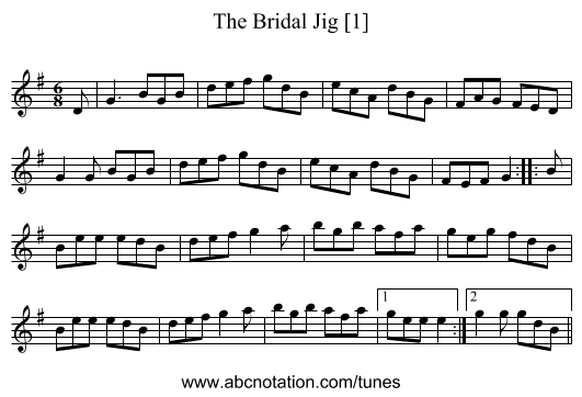 Bridal Jig [1], The - staff notation