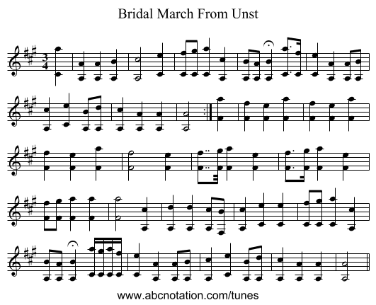 Bridal March From Unst - staff notation
