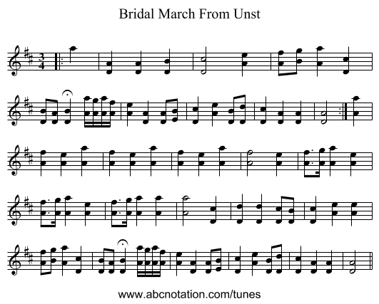 Bridal March From Unst - staff notation