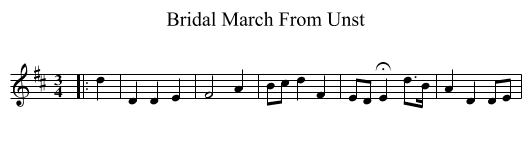 Bridal March From Unst - staff notation