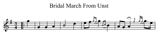 Bridal March From Unst - staff notation