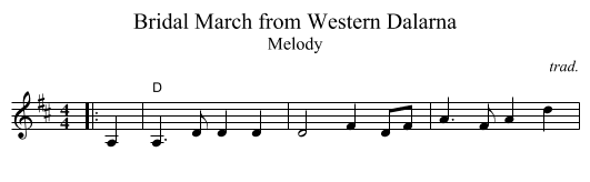 Bridal March from Western Dalarna - staff notation