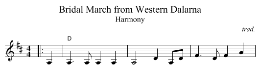 Bridal March from Western Dalarna - staff notation