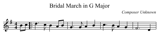 Bridal March in G Major - staff notation