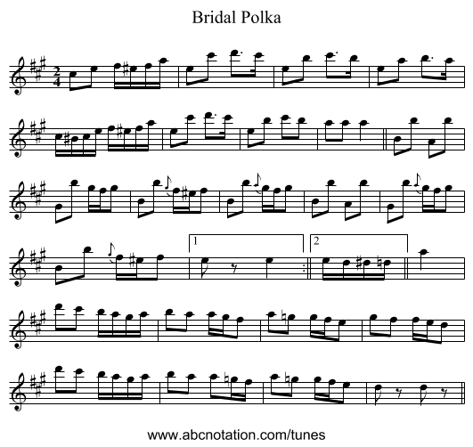 Bridal Polka - staff notation