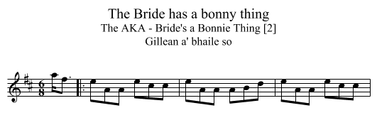Bride has a bonny thing, The - staff notation