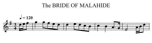 BRIDE OF MALAHIDE, The - staff notation