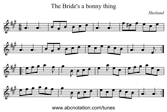 Bride's a bonny thing, The - staff notation