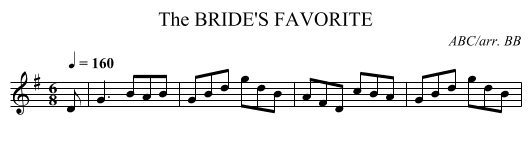 BRIDE'S FAVORITE, The - staff notation
