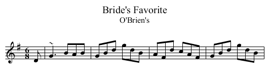 Bride's Favorite - staff notation