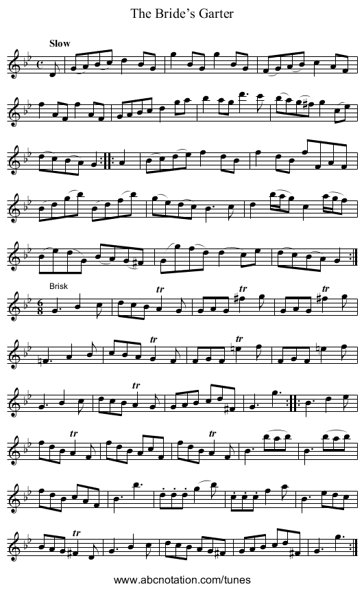 Bride’s Garter, The - staff notation