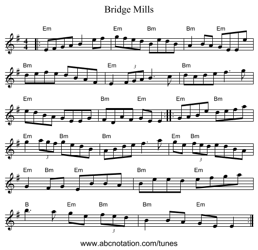 Bridge Mills - staff notation