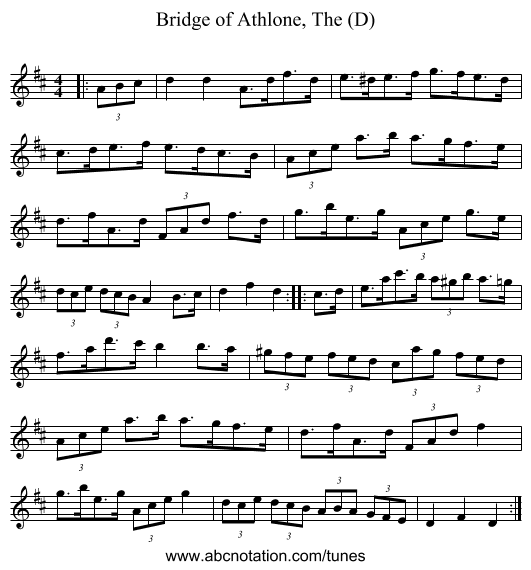 Bridge of Athlone, The (D) - staff notation