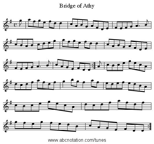 Bridge of Athy - staff notation