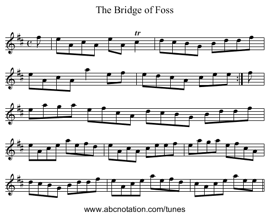 Bridge of Foss, The - staff notation