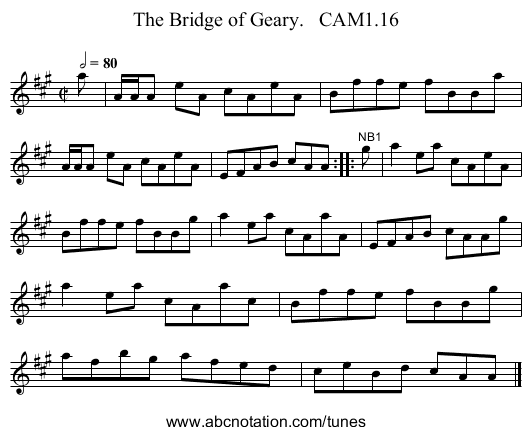 Bridge of Geary.   CAM1.16, The - staff notation