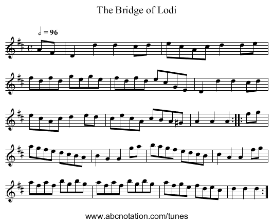 Bridge of Lodi, The - staff notation