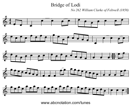Bridge of Lodi - staff notation